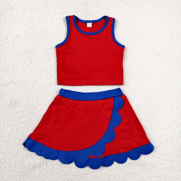 RTS GSD4097 toddler clothes blue red  girl summer yoga set sports clothing set