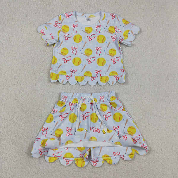 GSD3655 RTS toddler clothes baseball girl yoga summer set summer shorts set sports clothing