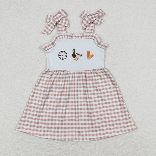 GSD0817 RTS baby girl clothes embroidery duck hunting girl summer dress toddler summer clothes