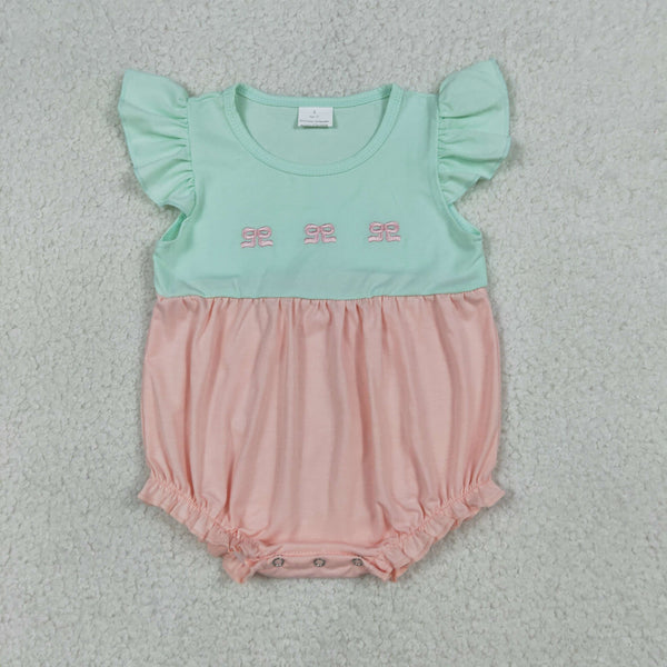 SR3895 RTS baby girl clothes bow embroidery  newborn girl summer bubble