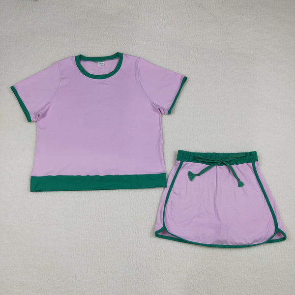GSD3675 RTS adult pajamas cotton adult women summer set summer shorts set