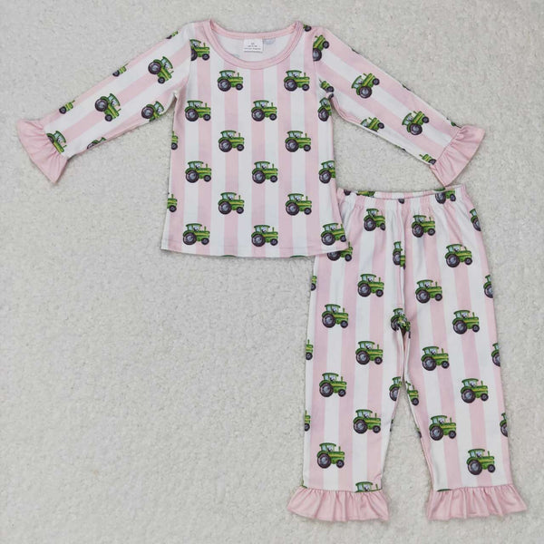 GLP0776 toddler girl clothes tractor girl pajamas set