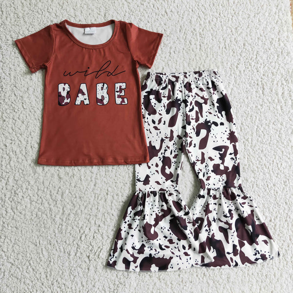 GSPO0164 baby girl clothes babe brown short sleeve set-promotion 2024.7.13 $5.5