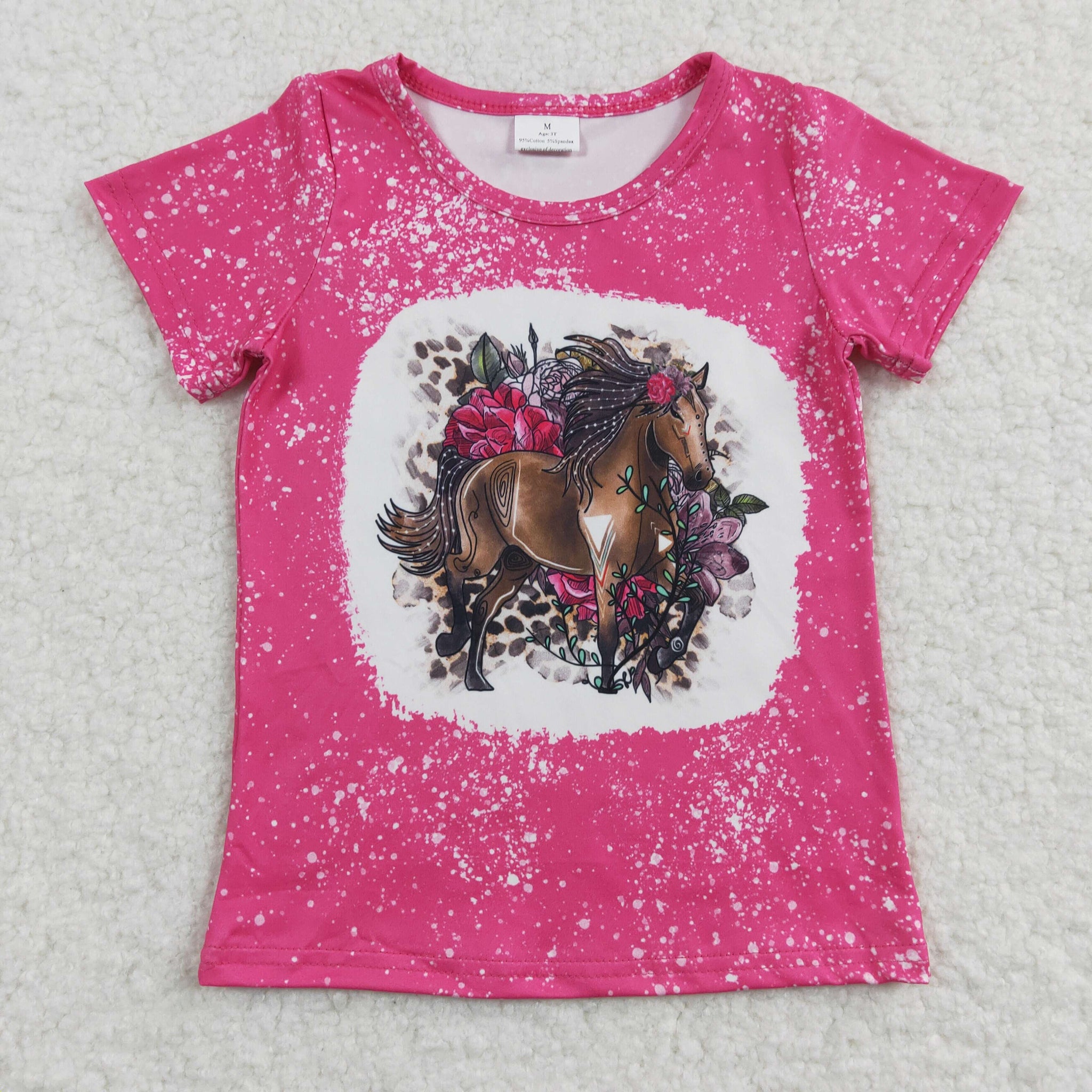 GT0122 kids clothes girls horse summer tshirt summer top