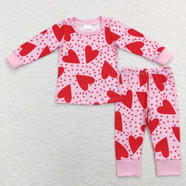 GLP1038 toddler girl clothes girl red heart valentines day outfit