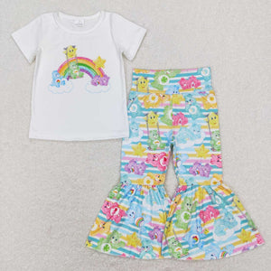 GSPO1189 baby girl clothes spring fall clothes rainbow star bear bell bottoms outfits