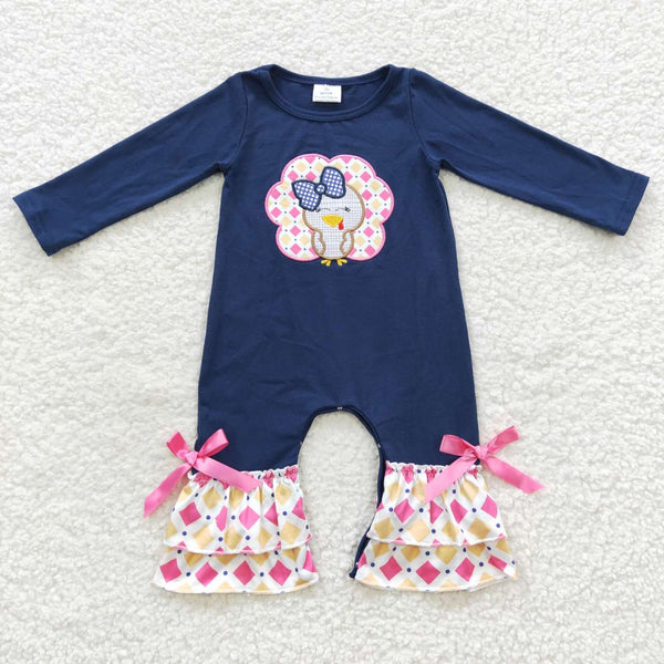 LR0326 baby girl clothes embroidery winter romper