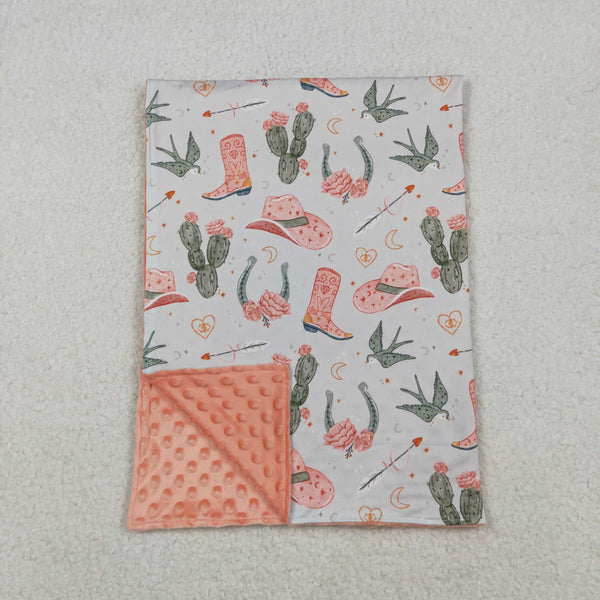BL0177 RTS baby blanket cowboy boots baby minky blanket western