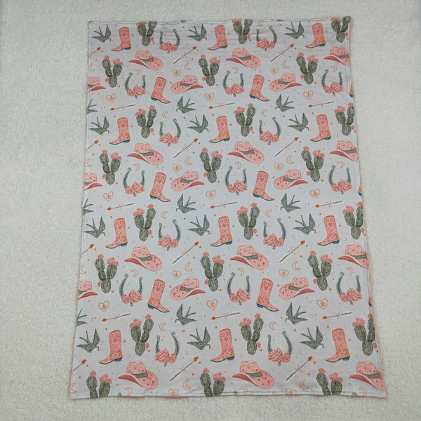 BL0177 RTS baby blanket cowboy boots baby minky blanket western
