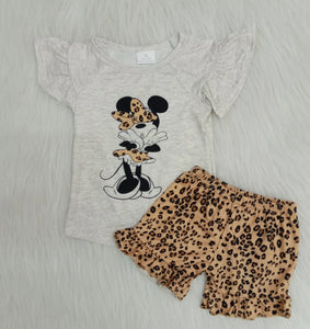 C0-14 girl clothes cartoon leopard flutter sleeve summer set-promotion 2024.3.30 $5.5