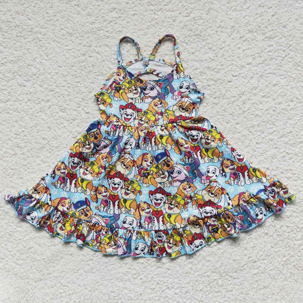 GSD0291 RTS kids clothes girls cartoon twirl summer dress