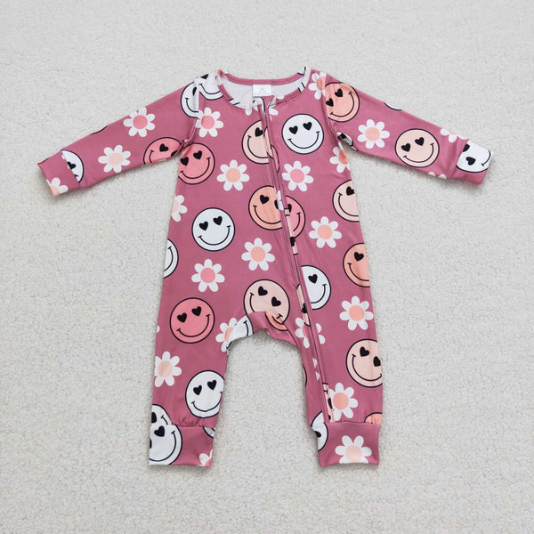 LR0649 baby clothes zipper smile baby winter romper