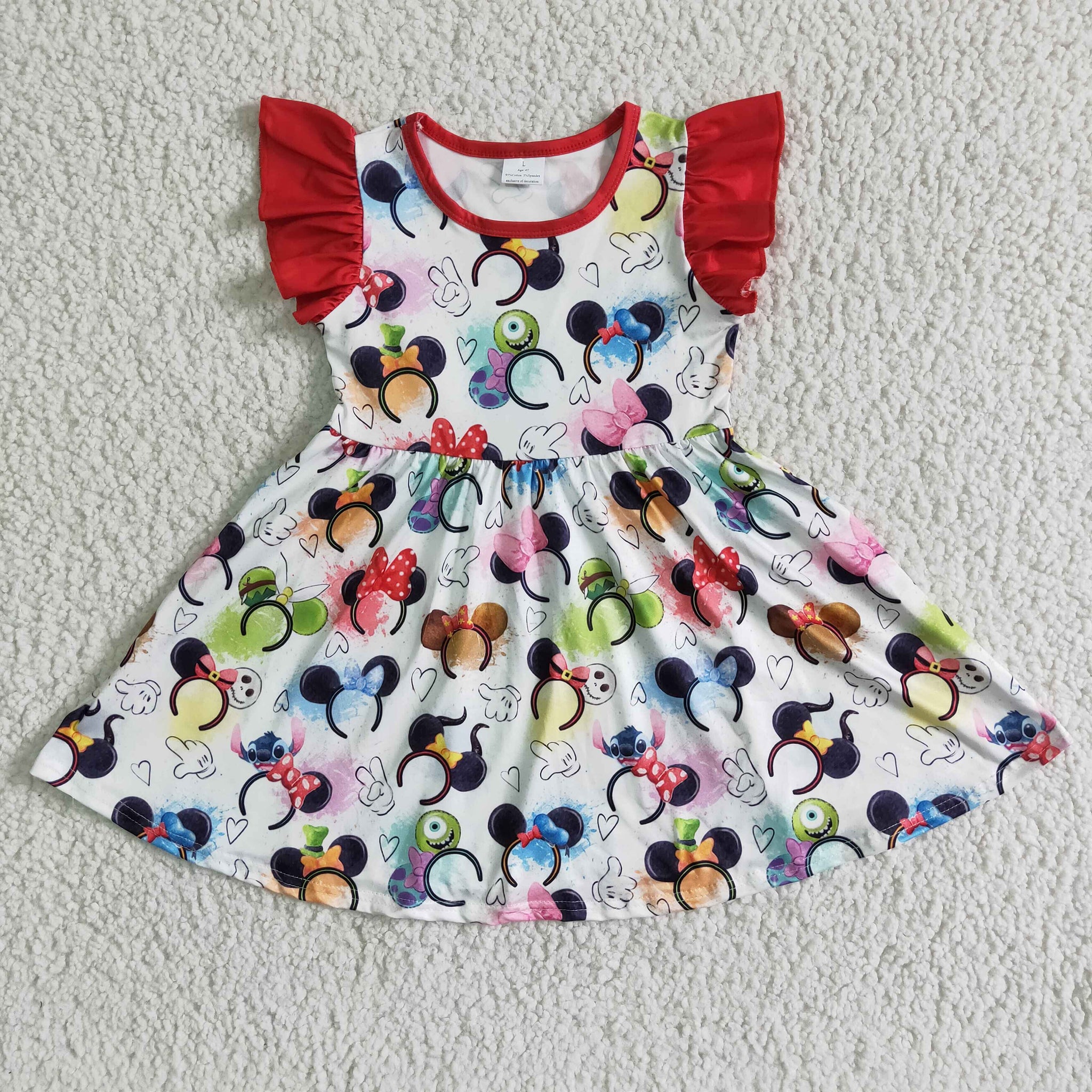 GSD0011 Girl clothes girl summer cartoon red twirl dress--promotion 2025.3.15 $2.99