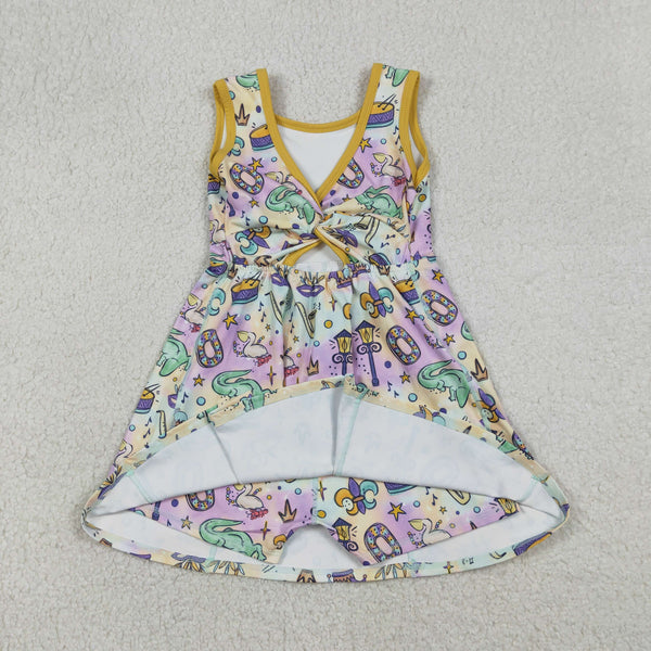 GSD2949 RTS girl clothes Mardi Gras Sports Dress yoga clothes atheletic clothes
