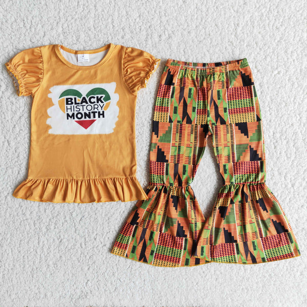 girl black history month short sleeve spring fall set