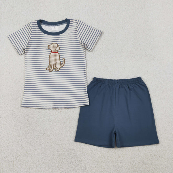 BSSO1745 RTS baby boy clothes pubby toddler boy summer embroidery outfit