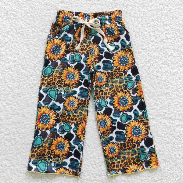 P0138 kids clothes girls sunflower girl winter pant