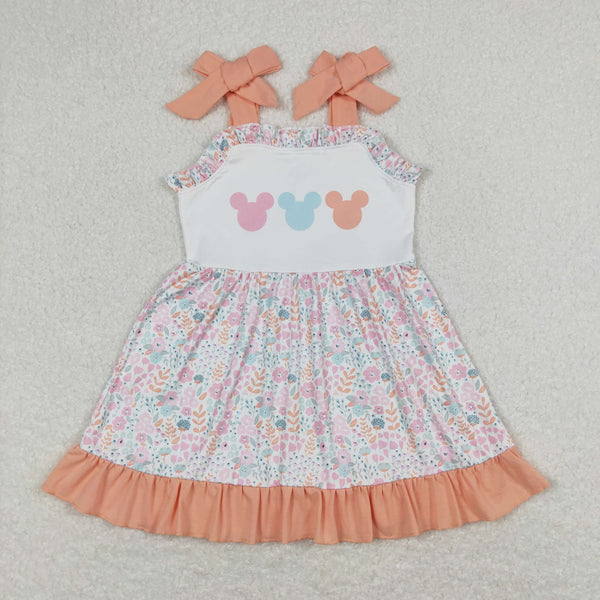 GSD0894 RTS toddler clothes cartoon mouse floral baby girl summer dress (print svg)