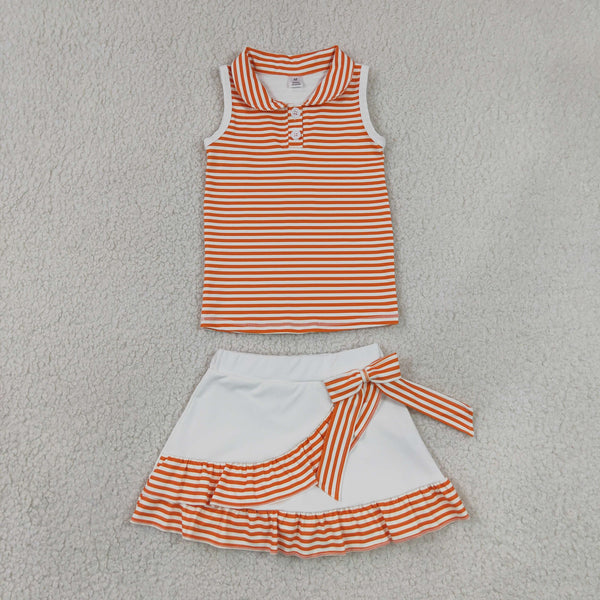 GSD3663 RTS toddler clothes orange  girl yoga summer set sports clothing set