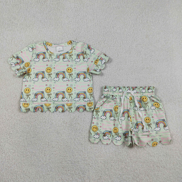 RTS GSSO3283 kids clothes smile girl summer outfit  clothing set summer shorts set