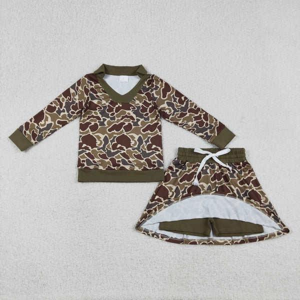 GLD1479 RTS girl clothes camo print toddler girl skirt outfit hunting clothes