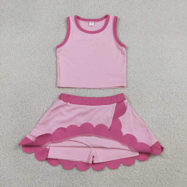 RTS GSD4019 toddler clothes pink sports clothing girl summer yoga set summer outfit