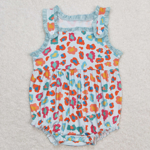 SR0604 RTS baby girl clothes leopard toddler girl summer bubble