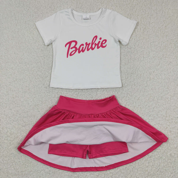 GSD0280 kids clothes girls hot pink skirt outfits