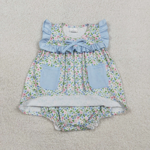 RTS SR3752 baby boy clothes blue floral print toddler boy summer bubble