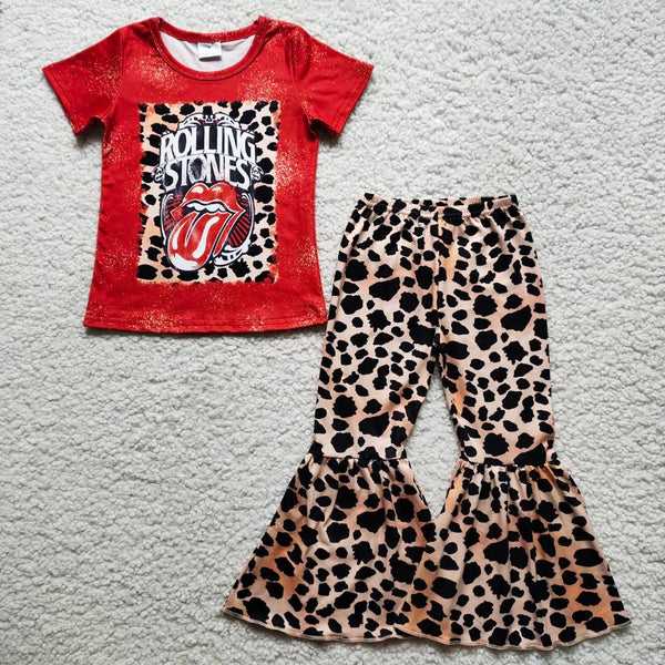 B0-1 baby girl clothes red leopard mouth short sleeve spring fall set-promotion 2024.6.8 $2.99