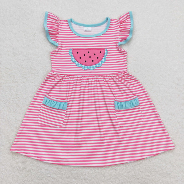 GSD0964 RTS toddler clothes embroidery watermelon baby girl summer dress
