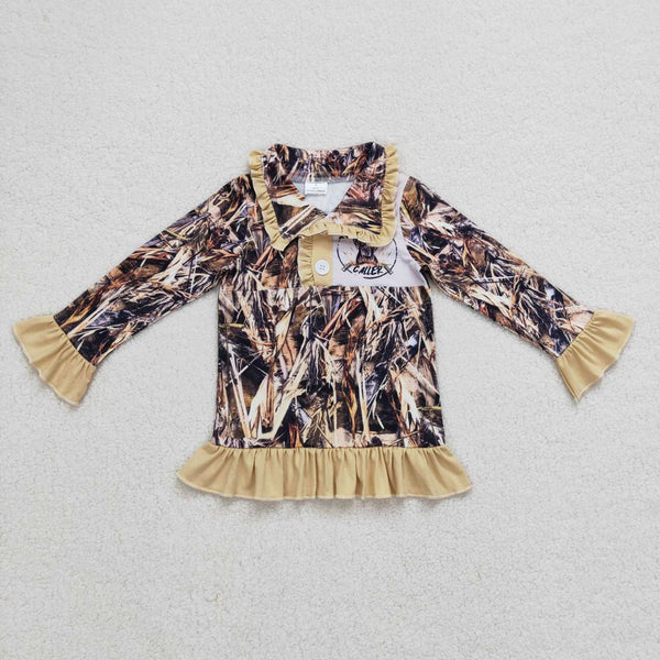 GT0313 toddler girl clothes dog camo hunting girl winter zipper top