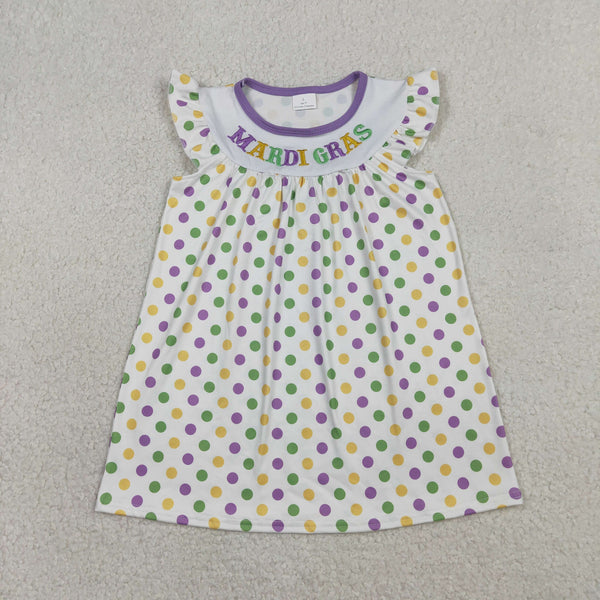 GSD3122 RTS toddler clothes mardi gras embroidery girl summer embroidery dress