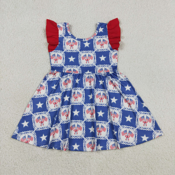 GSD3514 RTS toddler girl clothes flag girl 4th of July summer dress