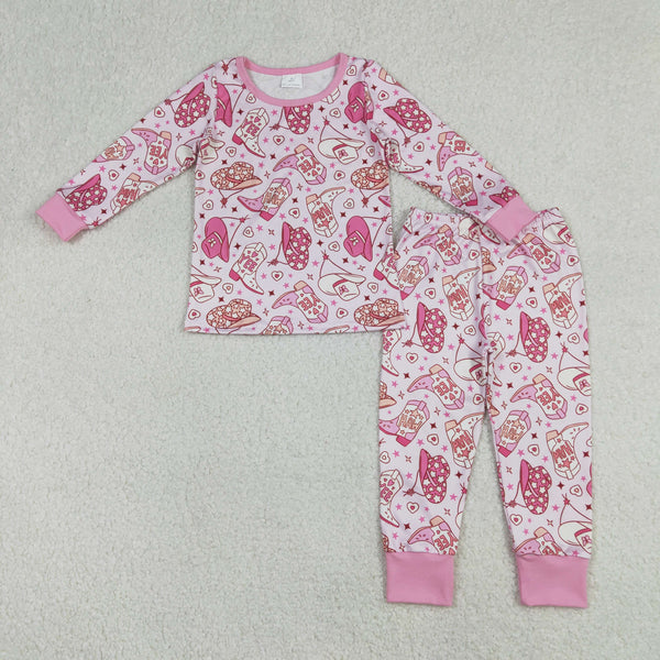 GLP3085 RTS toddler girl clothes cowgirls girl winter pajamas set western clothing