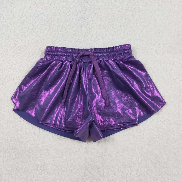 SS0686 RTS toddler girl clothes purple leather girl summer bottom shorts sports bottom
