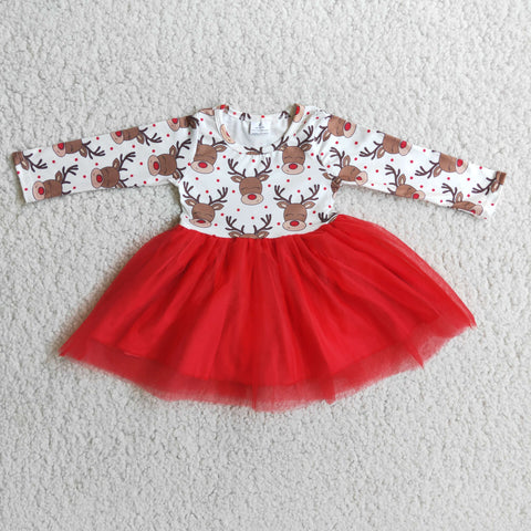 6 A4-20 baby girl clothes deer red tulle winter christmas dress--promotion 2024.10.26 $2.99