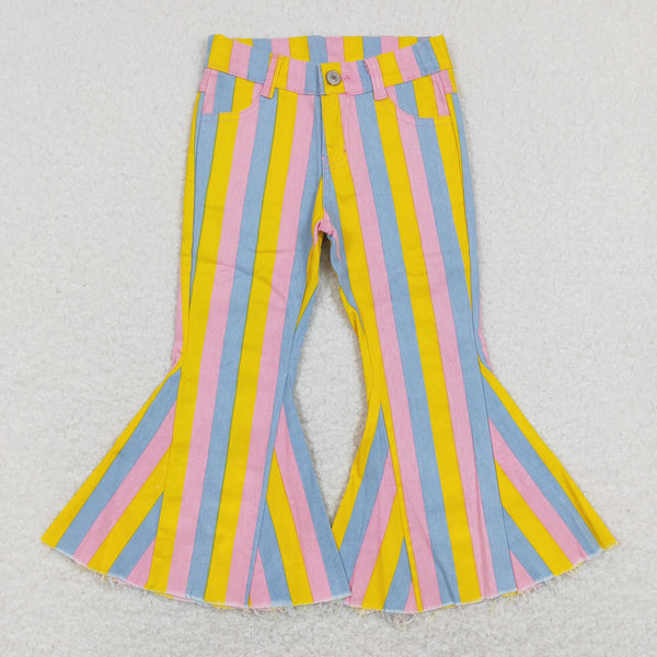 P0332 baby girl clothes stripe stripe girl jeans bell bottom pant denim pant