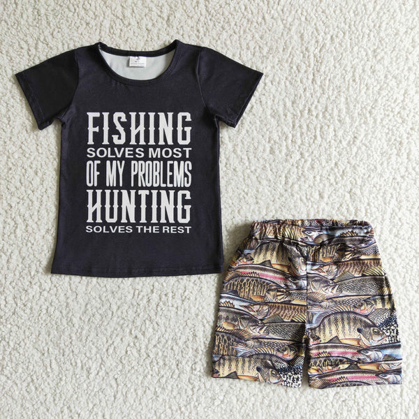 BSSO0012 kids clothing boy black fishing short sleeve set-promotion 2024.3.30 $5.5