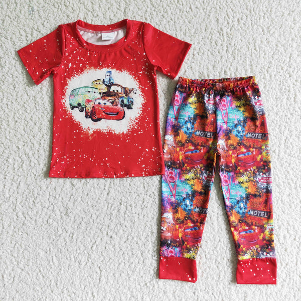 BSPO0011 RTS boy cartoon fall spring red short sleeve set-promotion 2024.11.9 $5.5