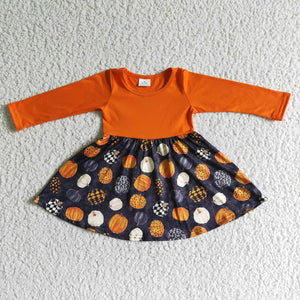 GLD0011 girl halloween pumpkin dress-promotion 2024.9.28 $5.5