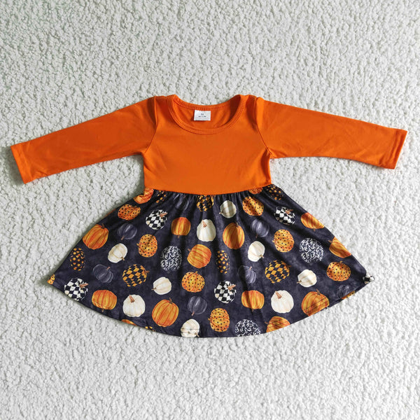 GLD0011 girl halloween pumpkin dress-promotion 2024.9.28 $5.5