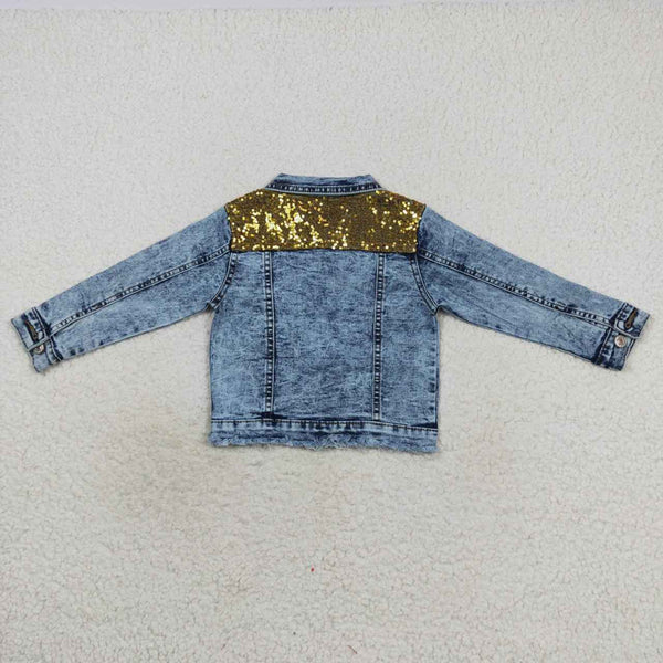 GT0351 baby girl clothes denim coat sequin winter jacket