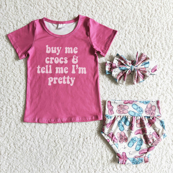 GBO0003 kids clothing buy me pretty pink summer bummies set headwears-promotion 2024.6.8 $5.5