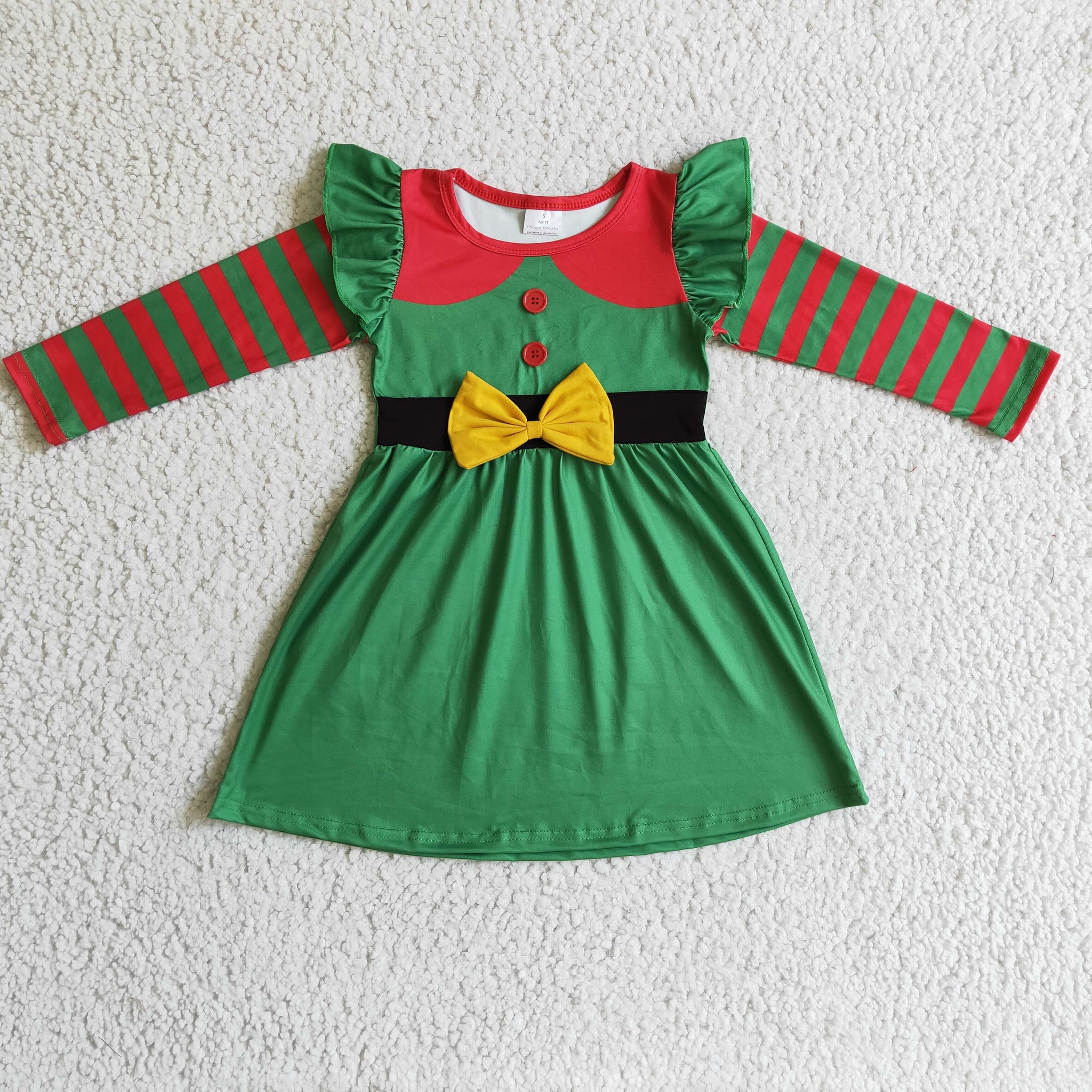 GLD0143 toddler girl dresses green christmas dress