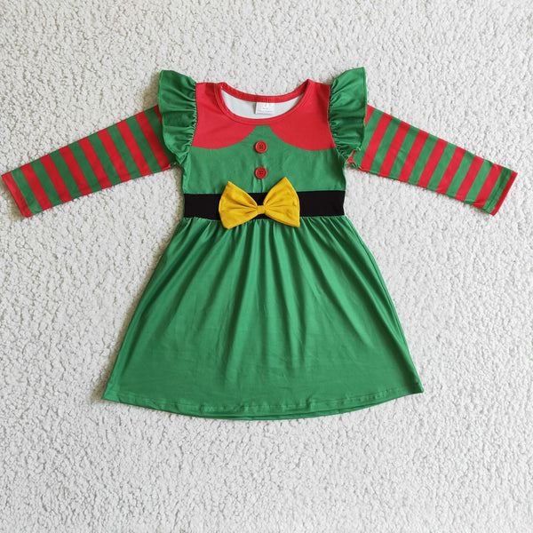 GLD0143 toddler girl dresses green christmas dress