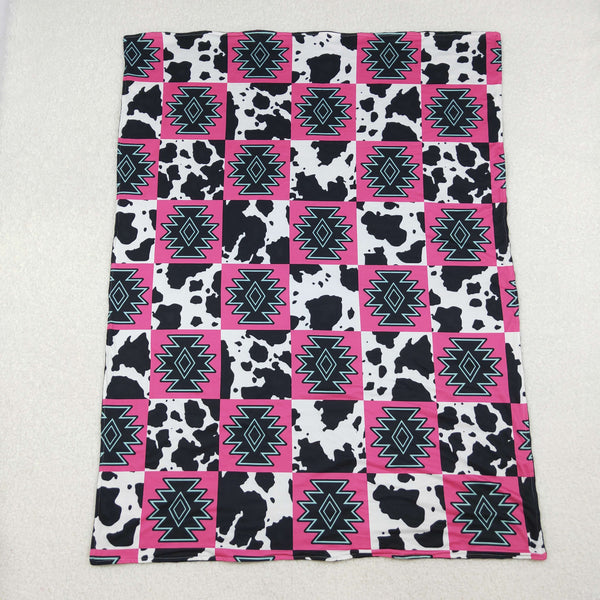 BL0178 RTS baby blanket aztec baby minky  blanket cow western blanket