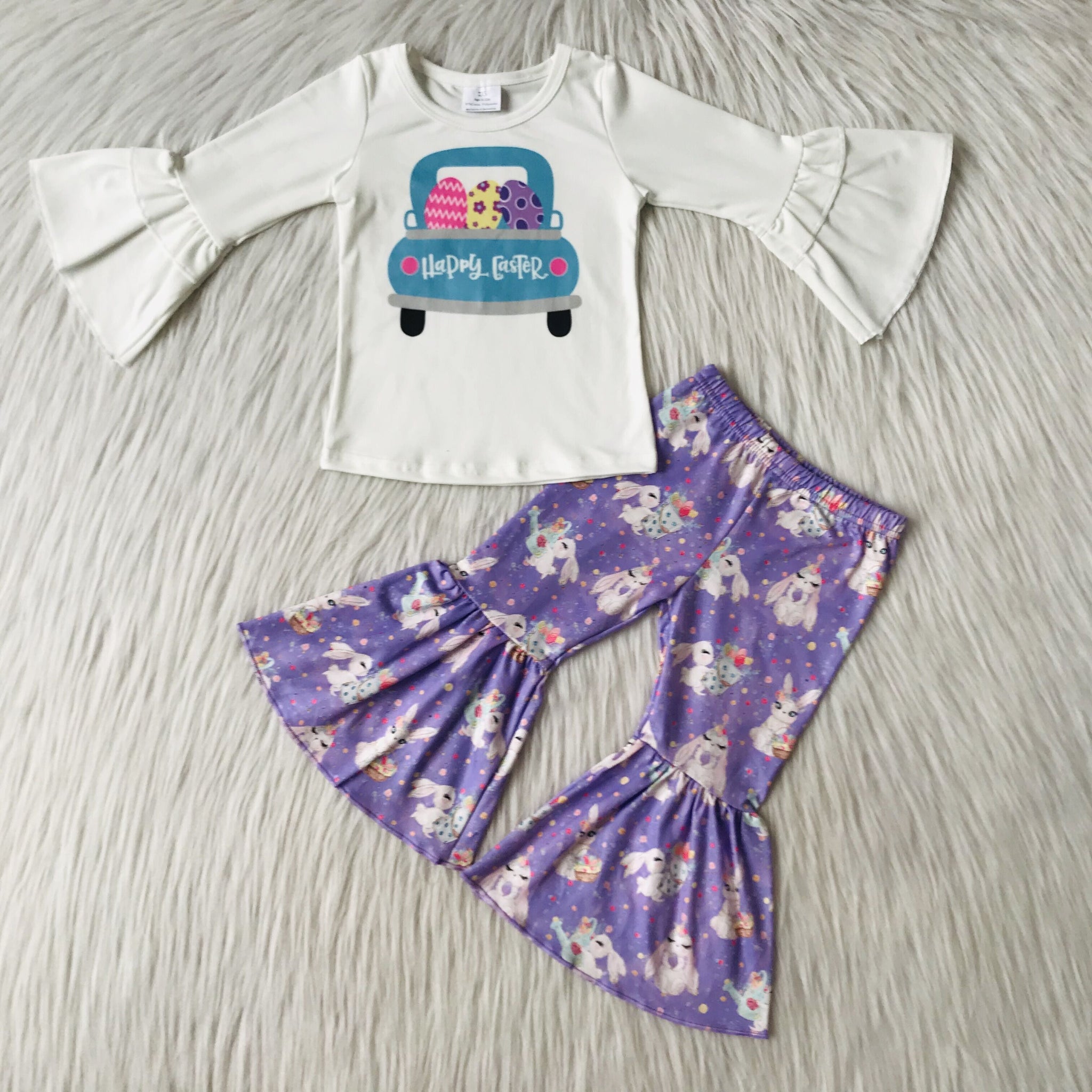 girl easter purple bunny rabbit winter long sleeve set