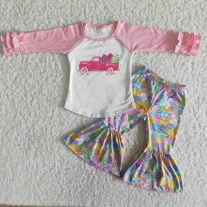 girl easter truck egg winter long sleeve set