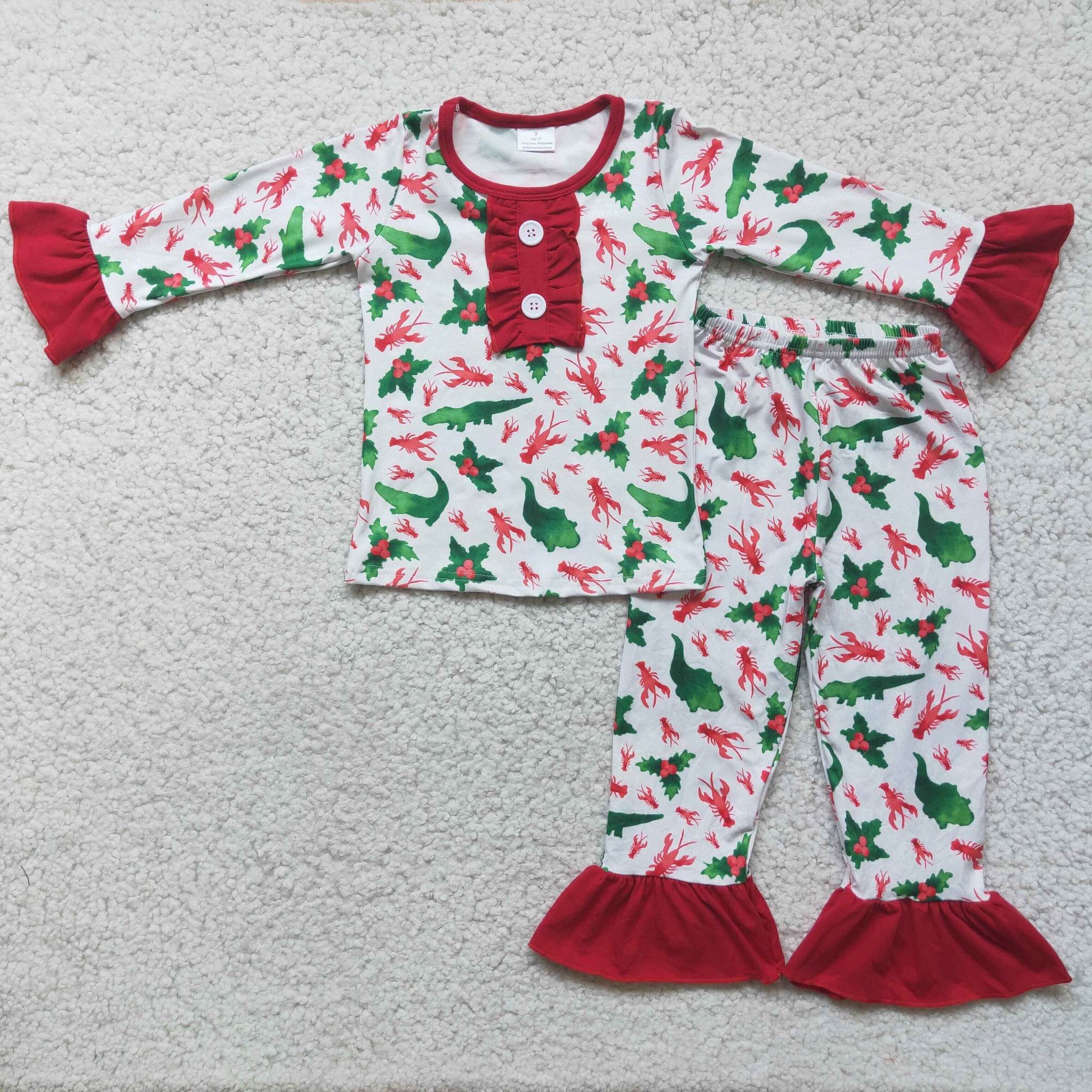 6 A2-27 baby girl clothes crawfish winter pajamas set--promotion 2024.10.26 $2.99